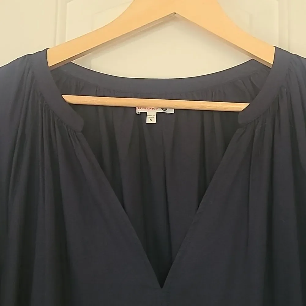 SUNDRY Tiered Midi Dress With Varsity Stripe In Blue Size 0 Or  XS - Picture 8 of 16